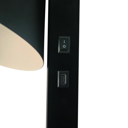 Kinkiet nocny do sypialni z ładowarką USB-C i włącznikiem Wilmer czarny NO2512281003 - Nordlux